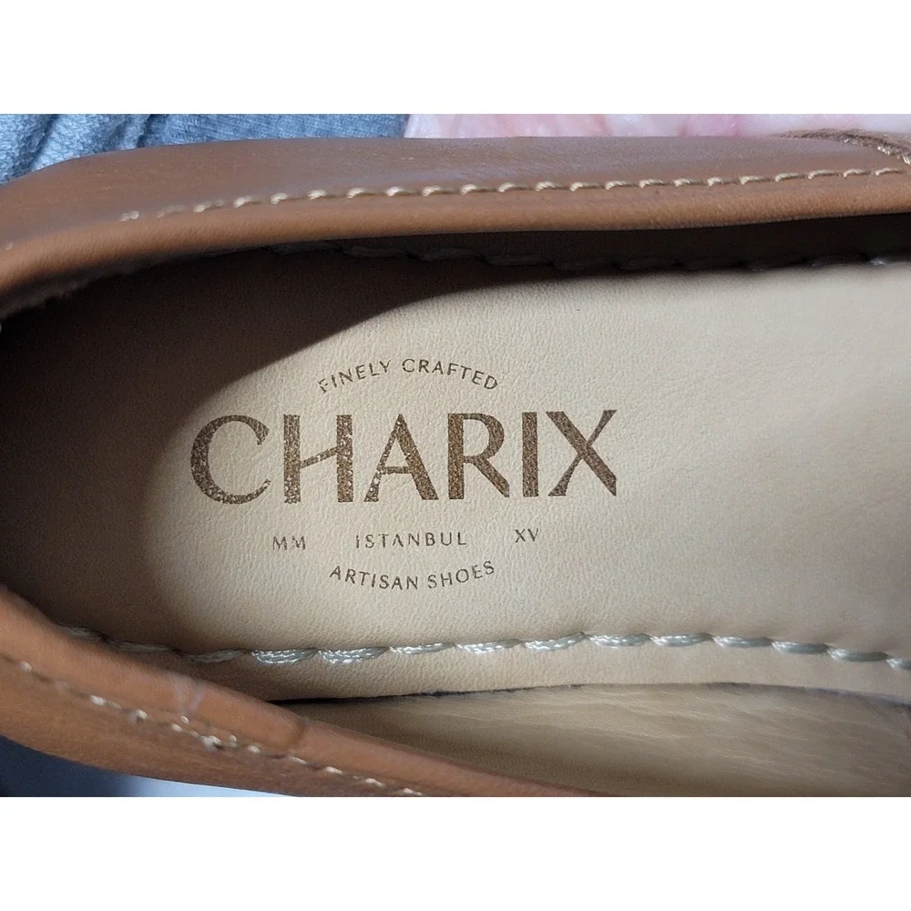 NNB Charix Size 5 Brown Classic Artisan Cognac Leather Slip On Flats Shoes